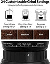 Grinder Electric, Burr Coffee Grinder,Stainless Steel Electric Coffee Bean Grinder with 24 Grind Settings,Grind Timer,Espresso/D