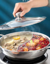 Xiaomi Divided Hot Pots With Glass Lid Fondue Stainless Steel Soup Hotpots Induction Cooker Cooking Pot Kitchen Accessories